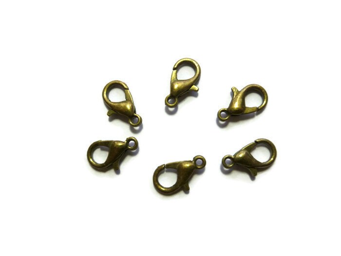 LOBSTER FASTENERS SPRING CLASPS 10 x 12mm ANTIQUE BRONZE