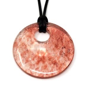 Cherry Quartz Donut Focal Bead: 50mm Circle Pi Stone