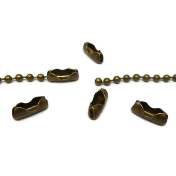 Antique Bronze Ball Chain Connector Clasp - Fits 2mm Chain - 2.4mm Inner Diameter - 10 25 50 100 250 500 1000 pieces - bulk chain ends