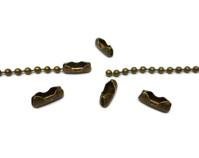 Antique Bronze Ball Chain Connector Clasp - Fits 2mm Chain - 2.4mm Inner Diameter - 10 25 50 100 250 500 1000 pieces - bulk chain ends
