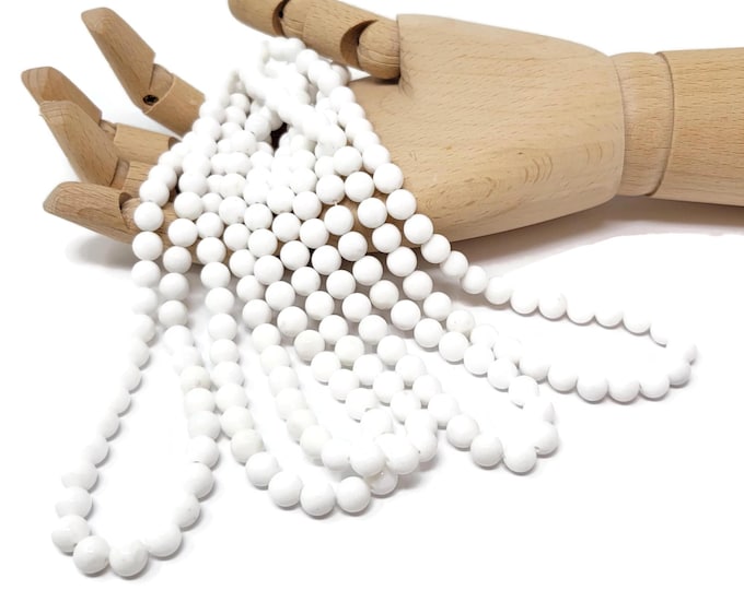 White Mountain Jade 8mm Round Bead - 50 Beads - whole strand - white marble - mashan jade - opaque stone