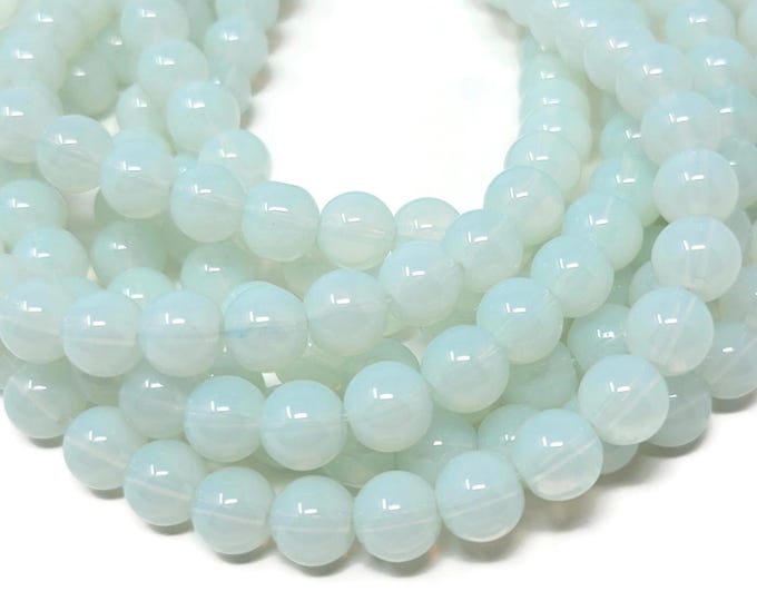 Opalite 8mm Round Bead - 49 beads - whole strand -iridescent glass