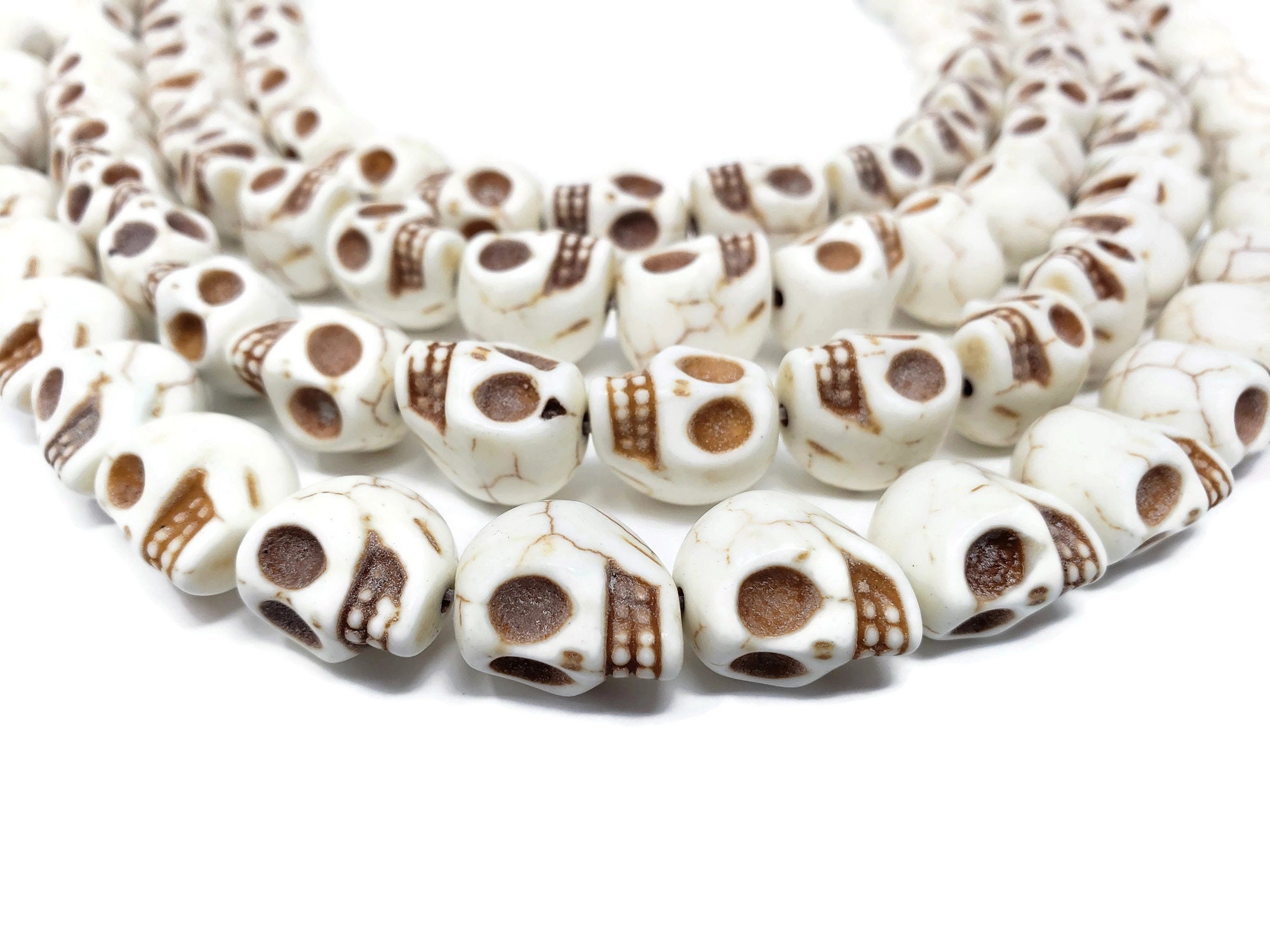 Bone White Howlite Large Skull Bead 15mm x 14mm x 12mm 24 beads