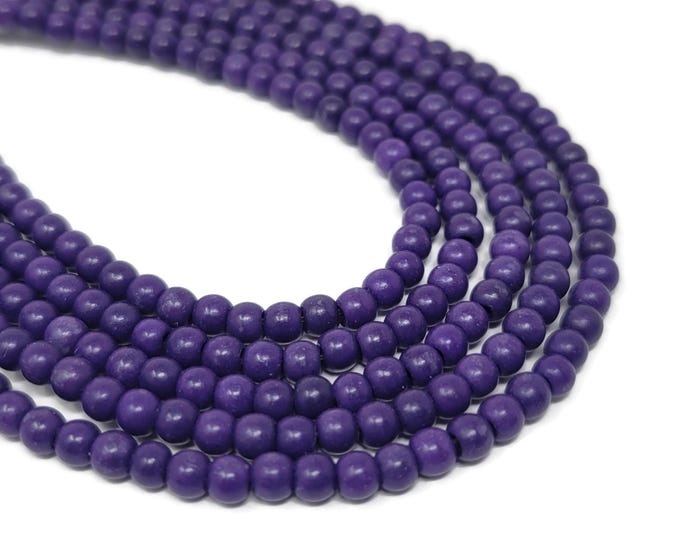 Purple 4mm Round Beads – Synthetic Turquoise Strand