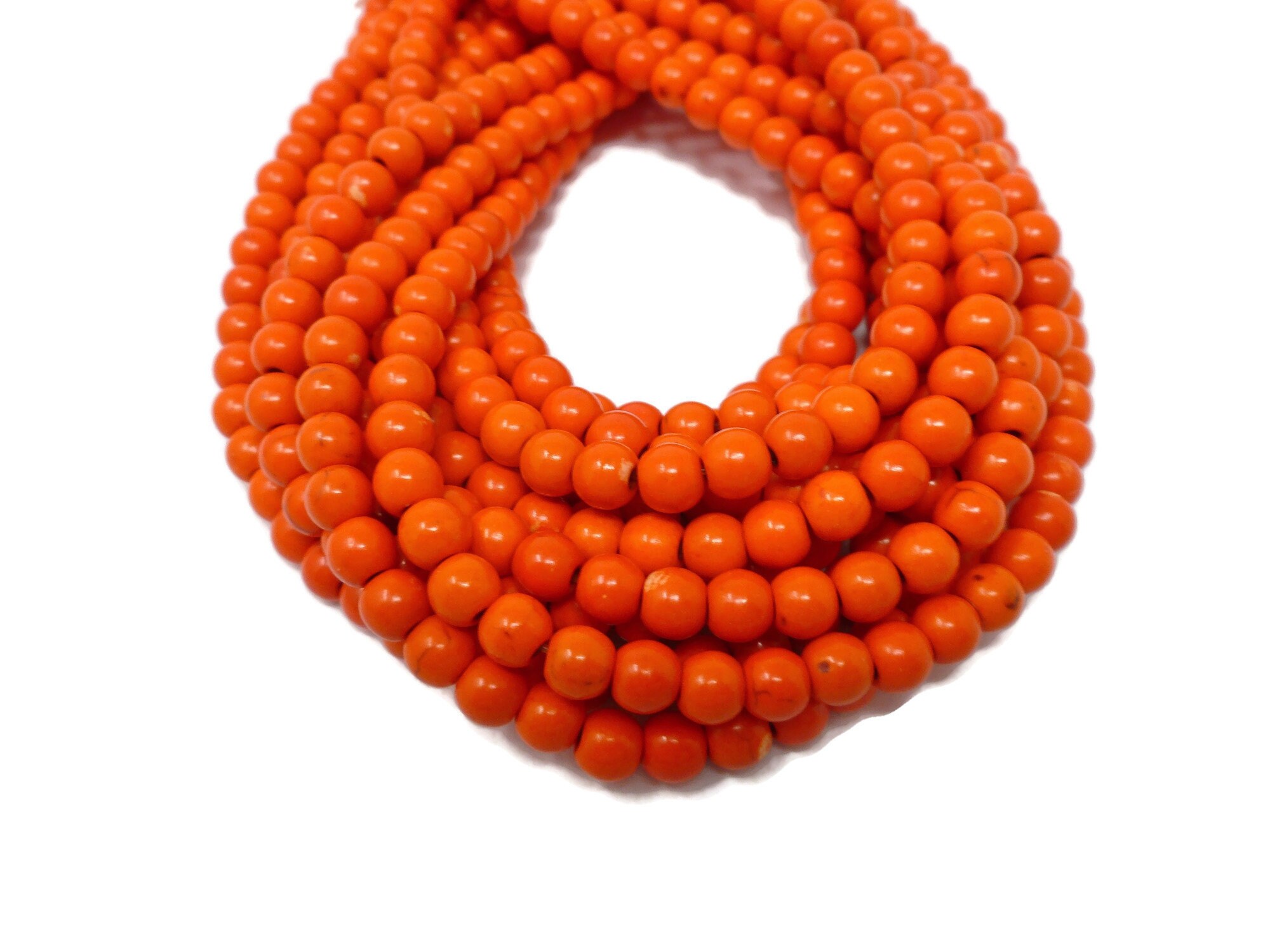 Orange Howlite 6mm Round Bead Full Strand 75 beads Bright