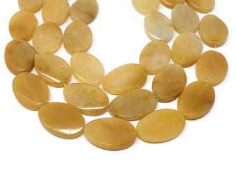 Peach Aventurine Twisted Oval Bead Strand: 30mm x 20mm