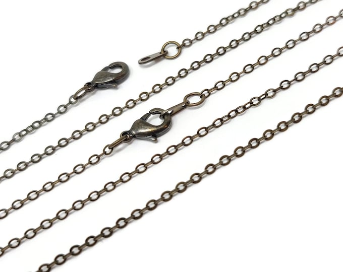 Antique Bronze Cable Chain Necklace - 10 necklaces - 26 inches long - 2x1.5mm links - bulk