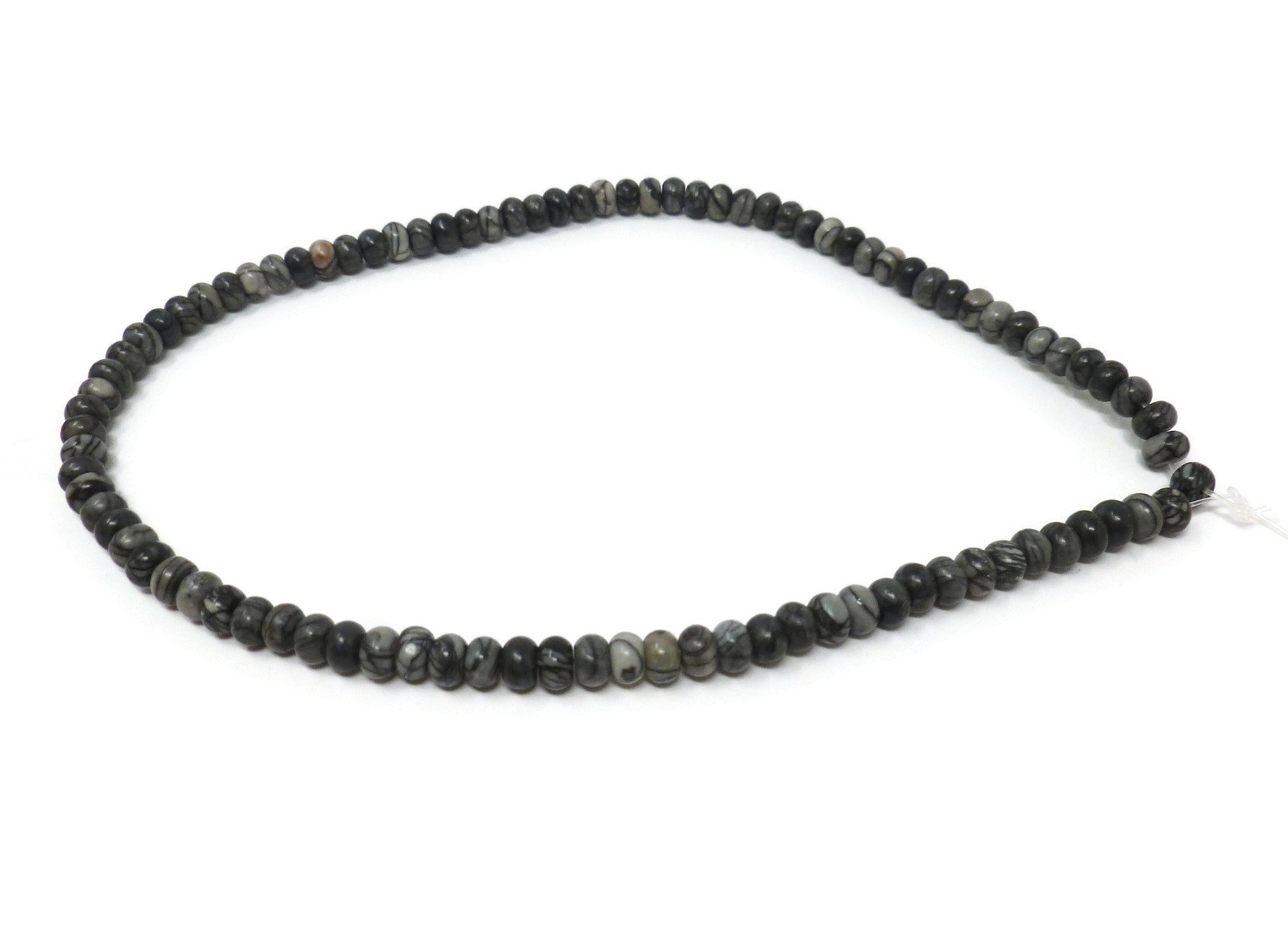 Black Silk Netstone Beads, 8mm Black and White Beads, Natural Gemstone –  Cameos Art Shop