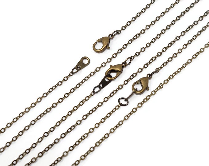 Antique Bronze Cable Chain Necklace - 10 necklaces - 18 inches long - 2x1.5mm links - bulk
