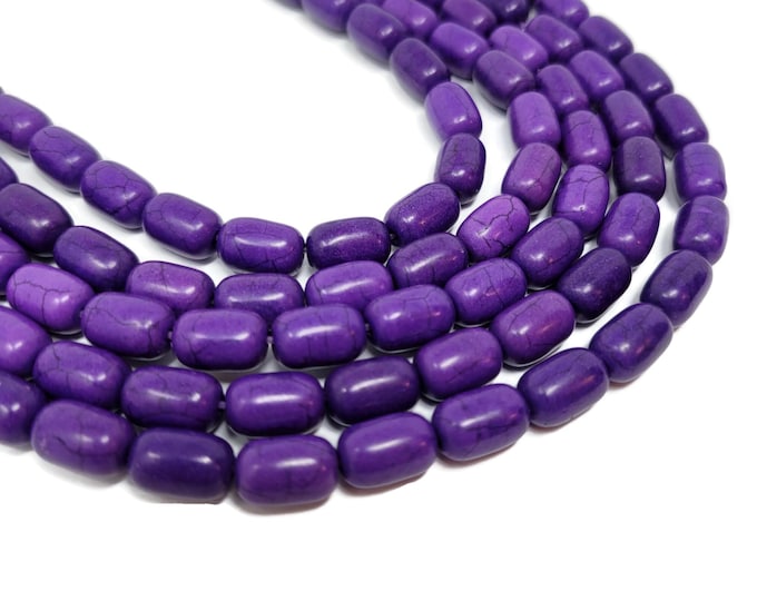 Purple Barrel Bead - 12x8mm - whole strand - 33 beads - synthetic turquoise oval