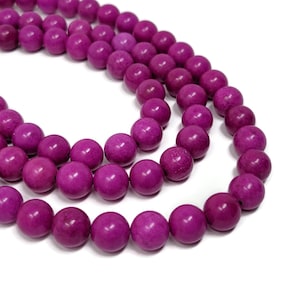 Magenta 12mm Round Bead - 33 beads - whole strand raspberry pink synthetic turquoise