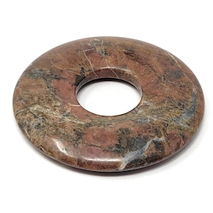 Stone Donut Large Focal Bead or Pendant - 50mm by 8mm - 17mm Center Hole - around 2 inches - natural pi stone