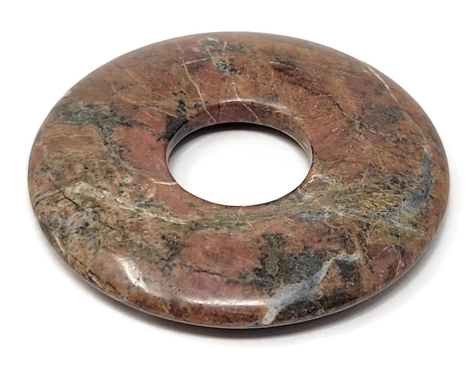Stone Donut Large Focal Bead or Pendant - 50mm by 8mm - 17mm Center Hole - around 2 inches - natural pi stone