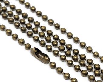 Antique Bronze Ball Chain Necklaces - 24 inch - 3.2mm diameter - bulk lot