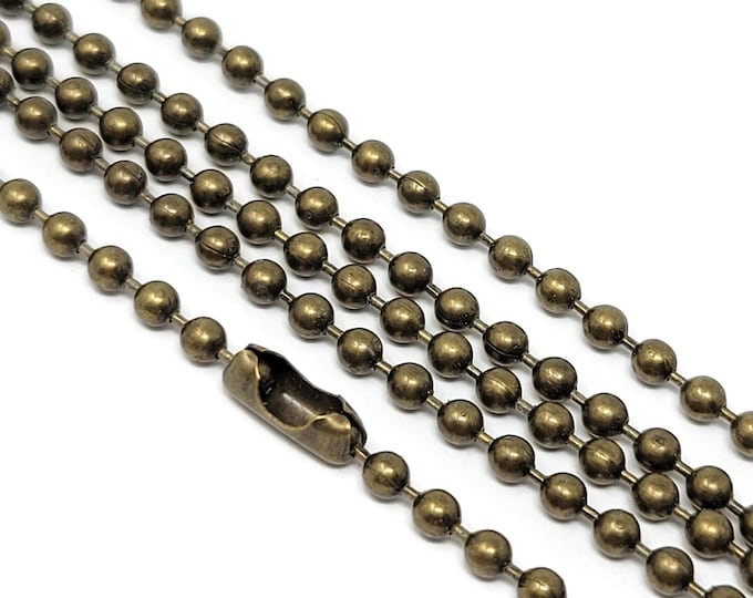 Antique Bronze Ball Chain Necklaces - 24 inch - 3.2mm diameter - bulk lot