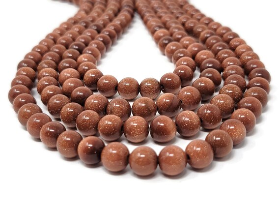 Brown Rust Goldstone 8mm Round Bead 50 Beads Whole Strand Gold Stone Glitter Sparkle Etsy Canada