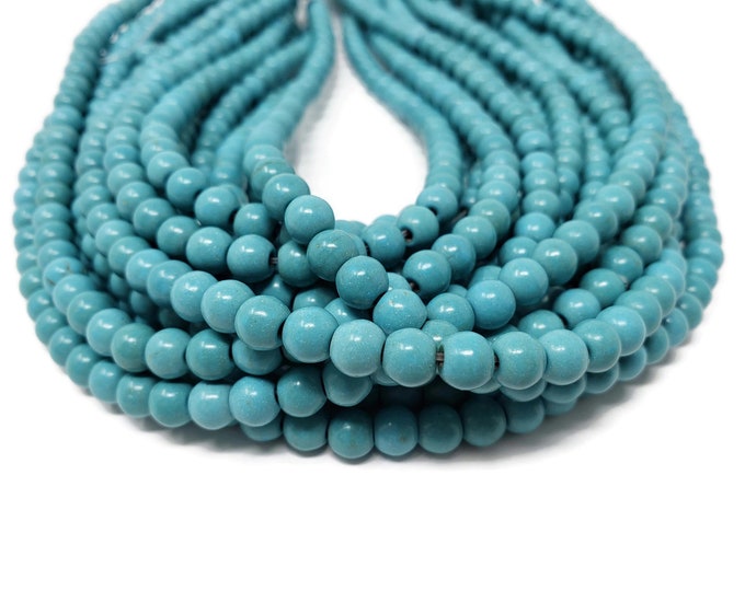 Sky Blue Turquoise Howlite 6mm Round Bead - 71 beads - Whole Strand - aqua blue opaque synthetic turquoise