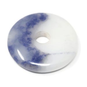 Blue and White Stone Donut Large Focal Bead - 49mm by 8.5mm - 10mm Hole - large blue and white pi stone - almost 2 inches