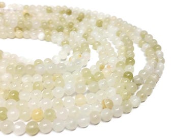 Italian Onyx 6mm Round Bead - 63 beads - whole strand - flower jade - calcite