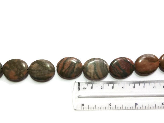 Red Zebra Jasper Oval Bead 24mm x 20mm x 6mm Full Strand 15