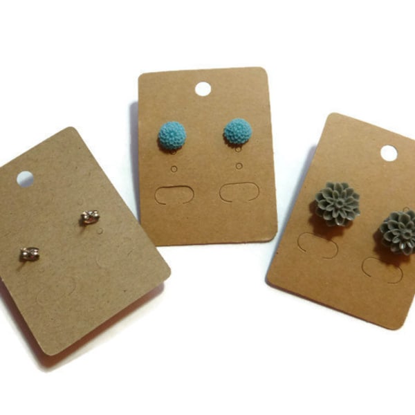 Earring Cards - Kraft Display Card - Retail Hang Tag - 67mm by 50mm - Cardstock - Blank - Eco - Environmentally Friendly - 25 50 100