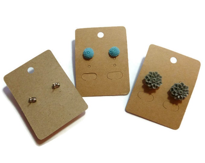 Earring Cards - Kraft Display Card - Retail Hang Tag - 67mm by 50mm - Cardstock - Blank - Eco - Environmentally Friendly - 25 50 100