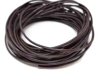 Dark Brown Leather Cord - 2mm diameter - round unfinished lace - 10m 5m or 1m