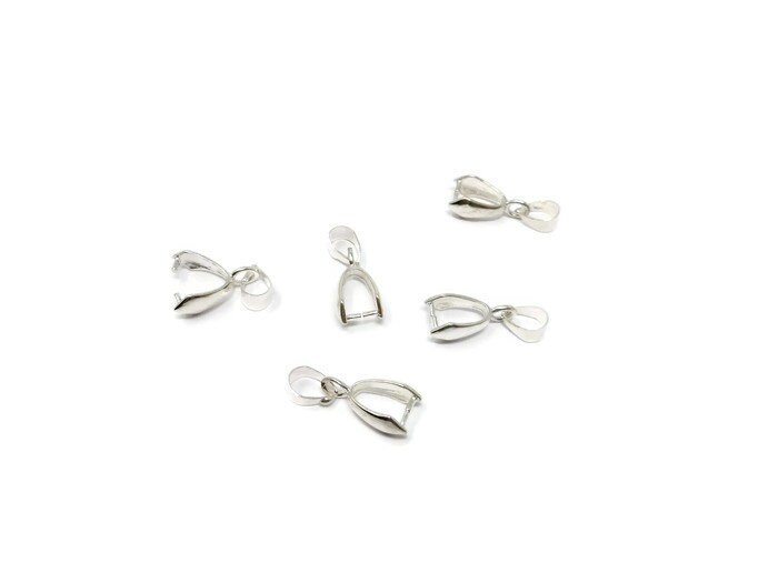 20x SILVER or GOLD PLATED PINCH BAILS For Pendants 9x7mm CLASP FIT  CRYSTAL_338.