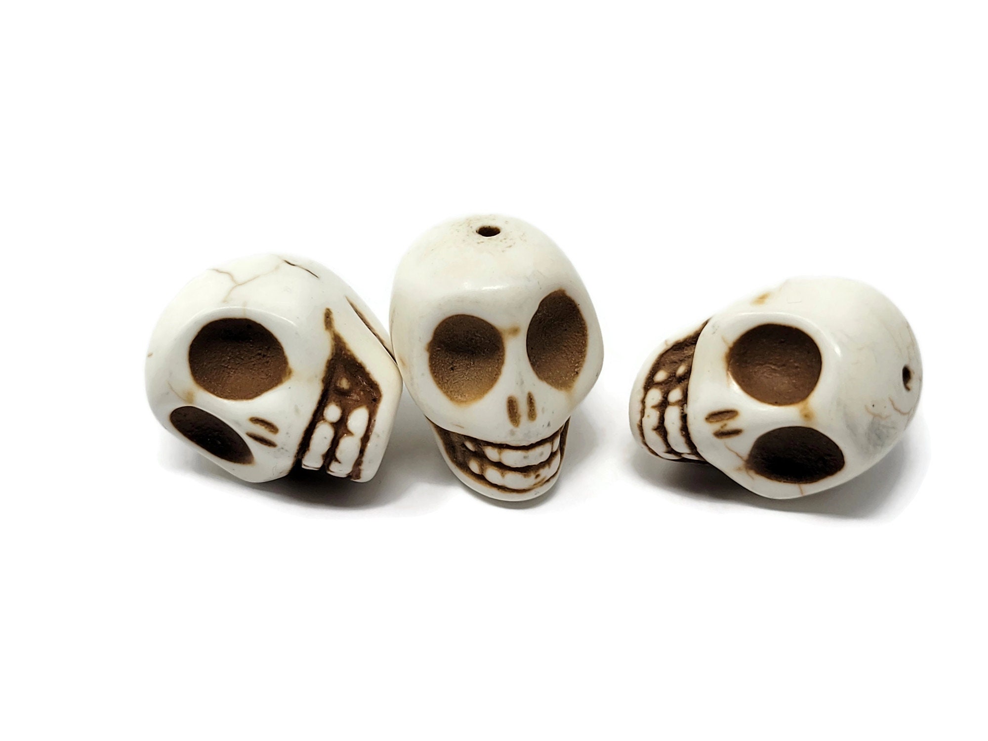 12mm White howlite skull beads for jewelry making – GemWholesales