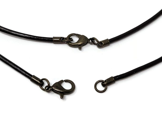 Dark Brown 18" Leather Necklace - 2mm cord with antique bronze findings - bulk blank necklaces