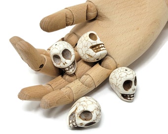 Bone White Howlite Extra Large Skull Bead - 30mm by 28mm by 24mm - Jumbo Huge Over 1 Inch - synthetic turquoise - cream beige 1 2 3 4 5 pcs