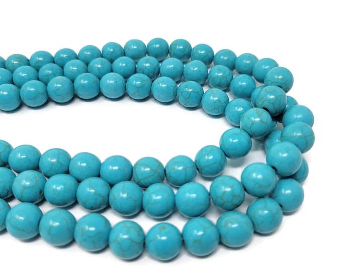 Sky Blue Turquoise 10mm Round Bead - 40 beads - Whole Strand - blue synthetic turquoise