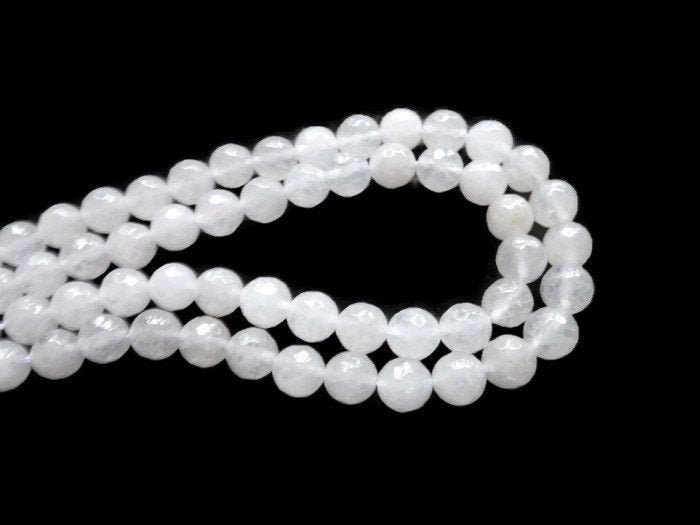 White Jade 8mm Faceted Round Bead - Full Strand - 48 beads ...