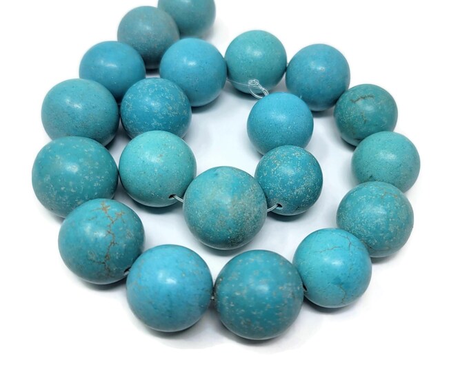 Large Sky Blue Turquoise 20mm Round Bead - 20 beads - Whole Strand - giant synthetic turquoise beads