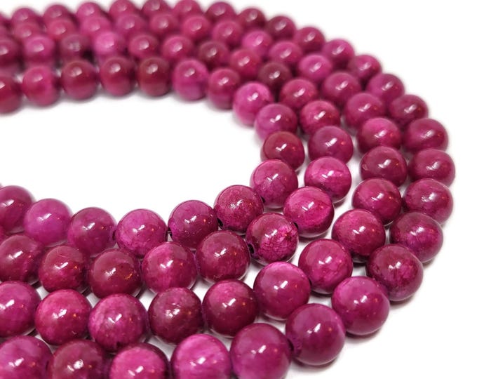 Red Raspberry Mountain Jade Beads: 8mm Round Strand