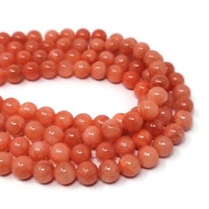 Tangerine Orange Mountain Jade Beads: 10mm Round Strand