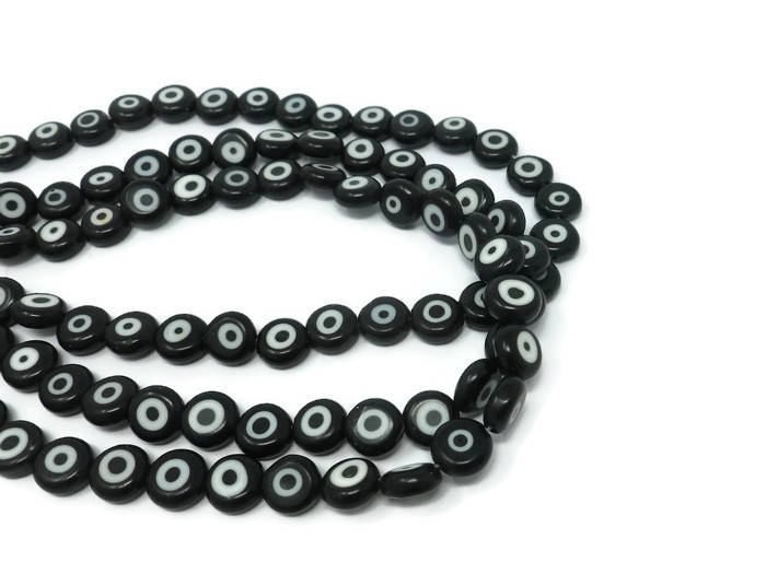 Large Black and White #6 Venetian Beads