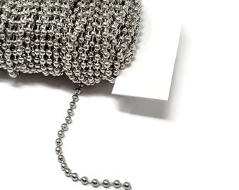 Silver Ball Chain - 2.4mm diameter - 10m or 5m bulk unfinished