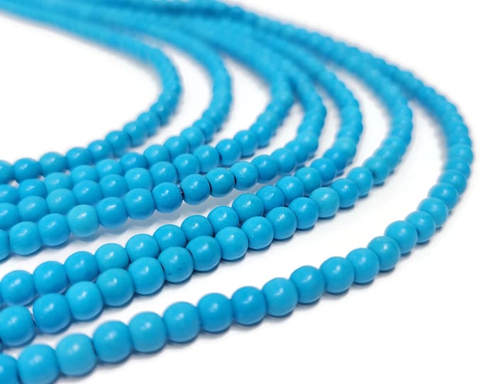 Sky Blue 4mm Round Bead - 102 beads - whole strand - synthetic turquoise