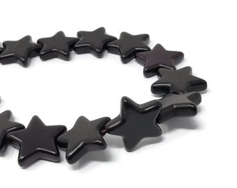 Large Black Star Beads: 26mm Synthetic Turquoise Focal Beads, 18pc Strand