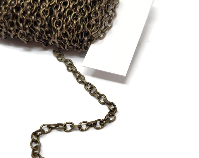 Antique Bronze Rolo Chain - 4x3.5mm links - bulk unfinished 3m or 5m length - iron unsoldered cable
