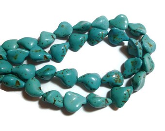Turquoise Magnesite - Large Nugget Bead - 18 beads - Full Strand - Freeform Blue Irregular