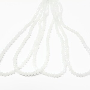White Faceted Glass Rondelle Bead - 6x4.5mm - about 100 Beads - whole strand - cut glass abacus image 4