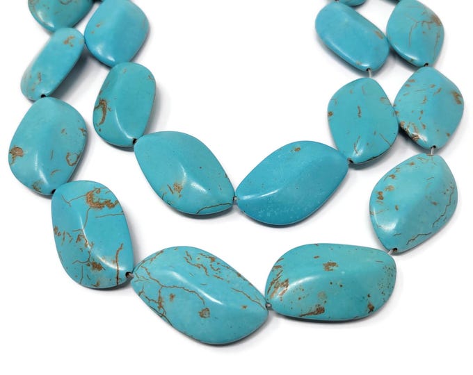 Turquoise Leaf Beads: Synthetic Blue Strand, 36mm x 22mm
