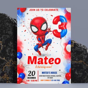 Editable Spidey Birthday Invitation, Spidey Kids Birthday Invitation, Amazing Friends Birthday Party, Superhero Bday Invite Template