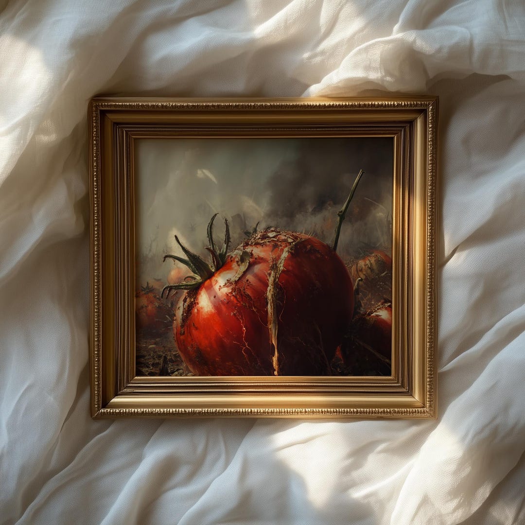 Rustic Tomato Still Life Painting – Farmhouse Kitchen Art (printable ...