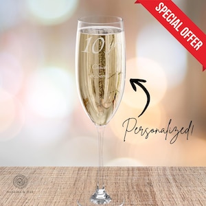 10 Year Anniversary Gift, Champagne Glass Flute, Engraved Glass, Celebration Gift, Wedding Anniversary, Personalized Glass
