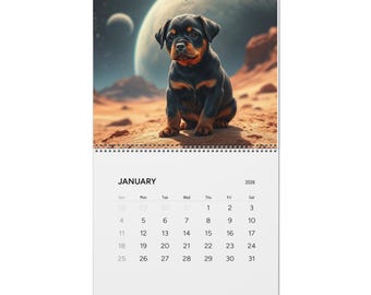 2026 Rottweiler-wandkalender - schattige hondenkunst, cadeau huisdierliefhebber, maandplanner, woondecoratie, kalender dierenliefhebber