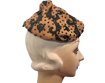 Vintage 30s to 40s Francois Modes Sequined Tilt Hat