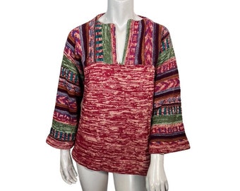 Vintage 70s Marled Striped Space Dye Aztec Pullover Sweater L